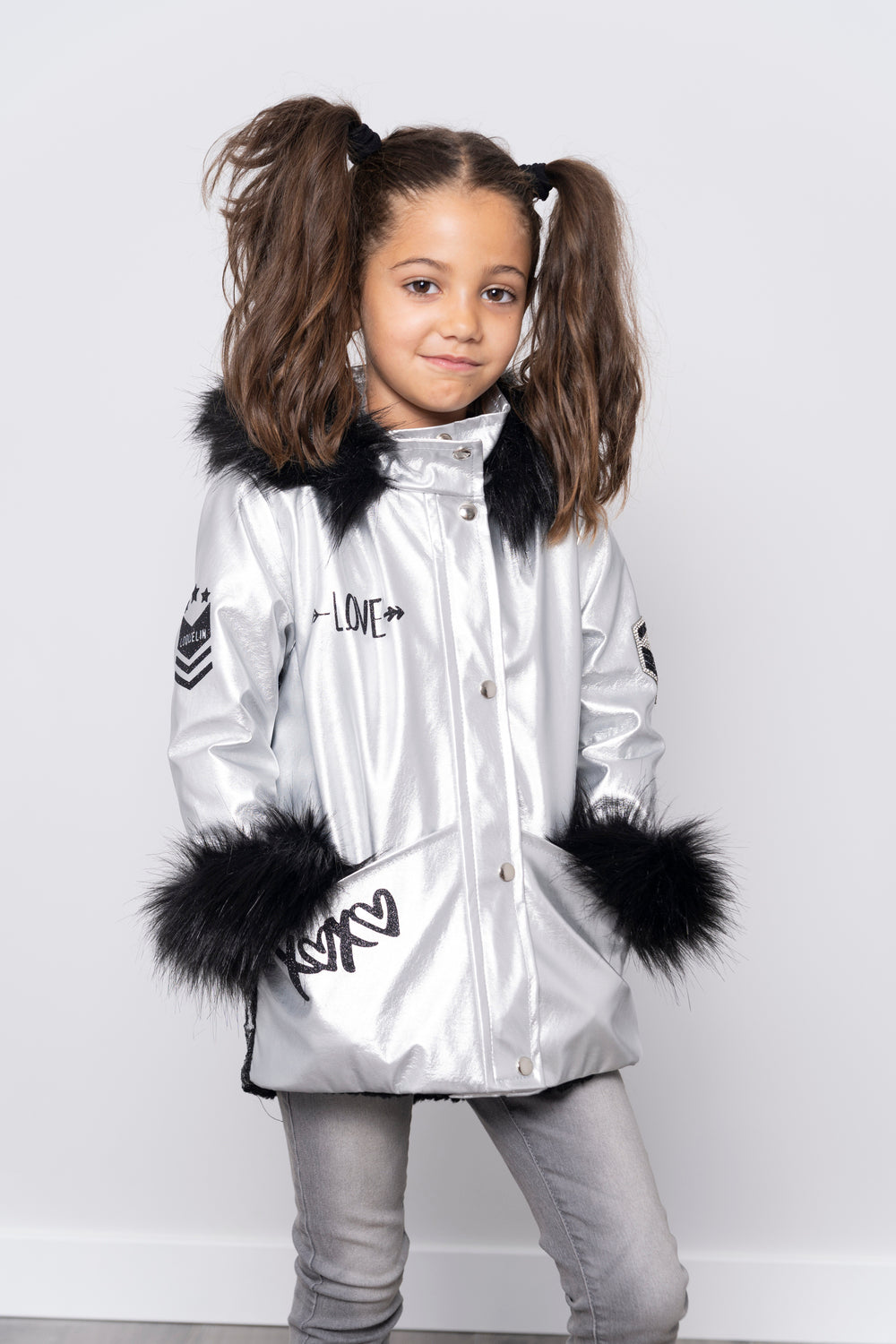 Abrigo plata estrellas