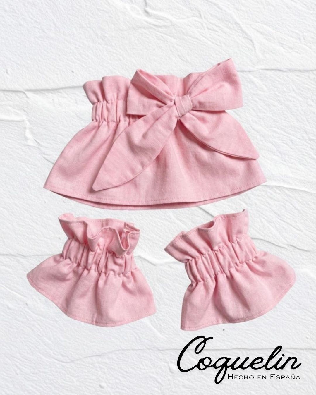 Conjunto cuello y puños rosa