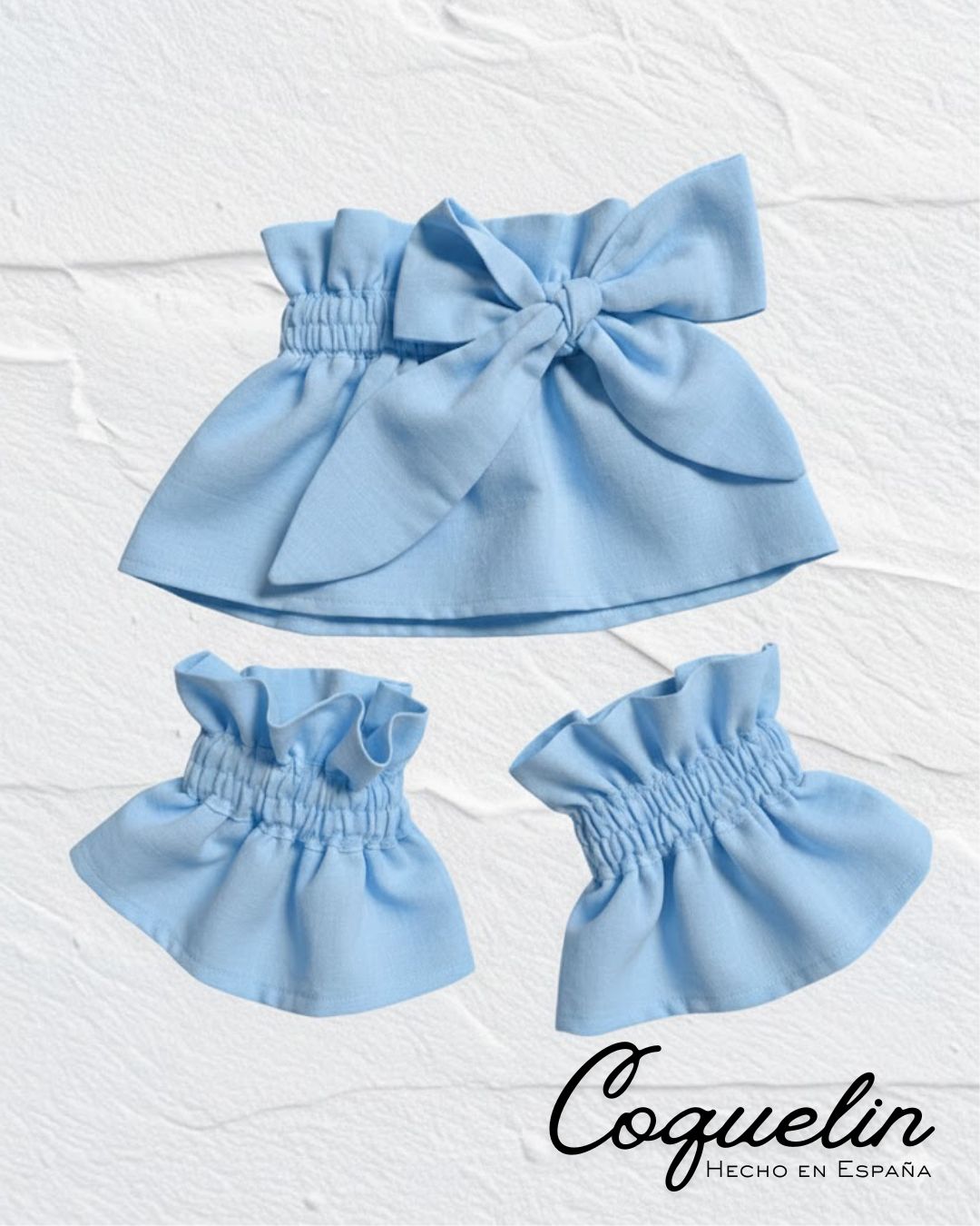 Conjunto cuello y puños azul