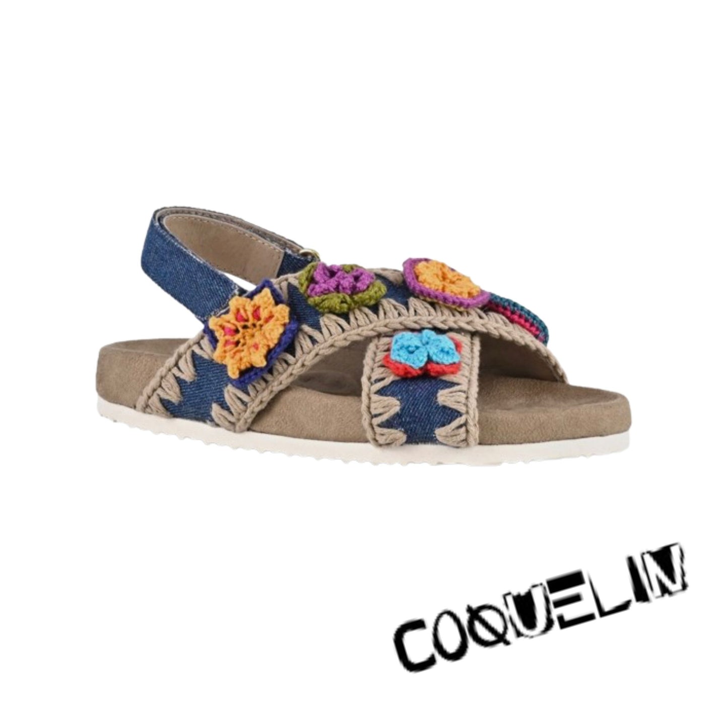 Mou Footwear Bio sandal kid crochet flowers
