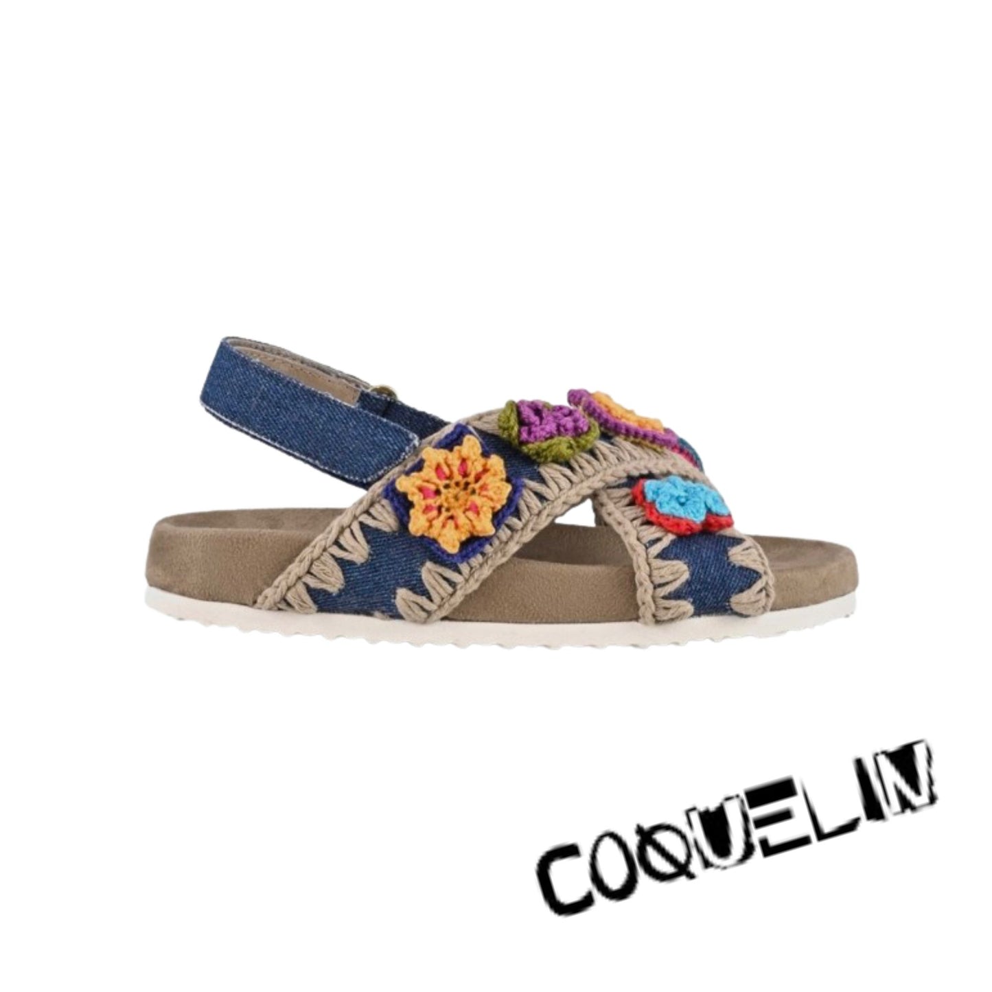 Mou Footwear Bio sandal kid crochet flowers