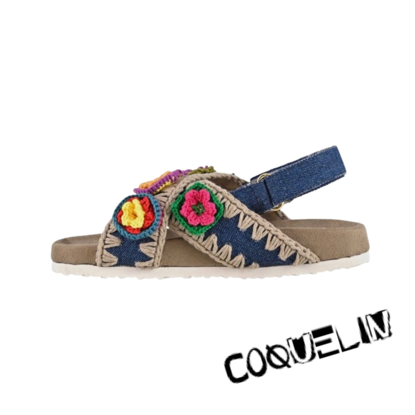 Mou Footwear Bio sandal kid crochet flowers