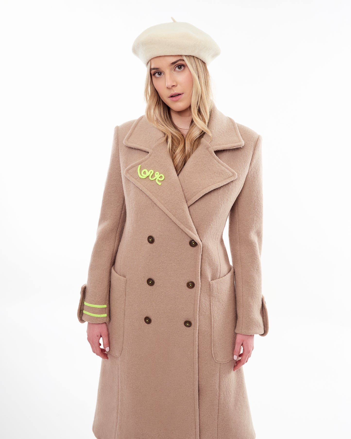 Abrigo lana beige largo