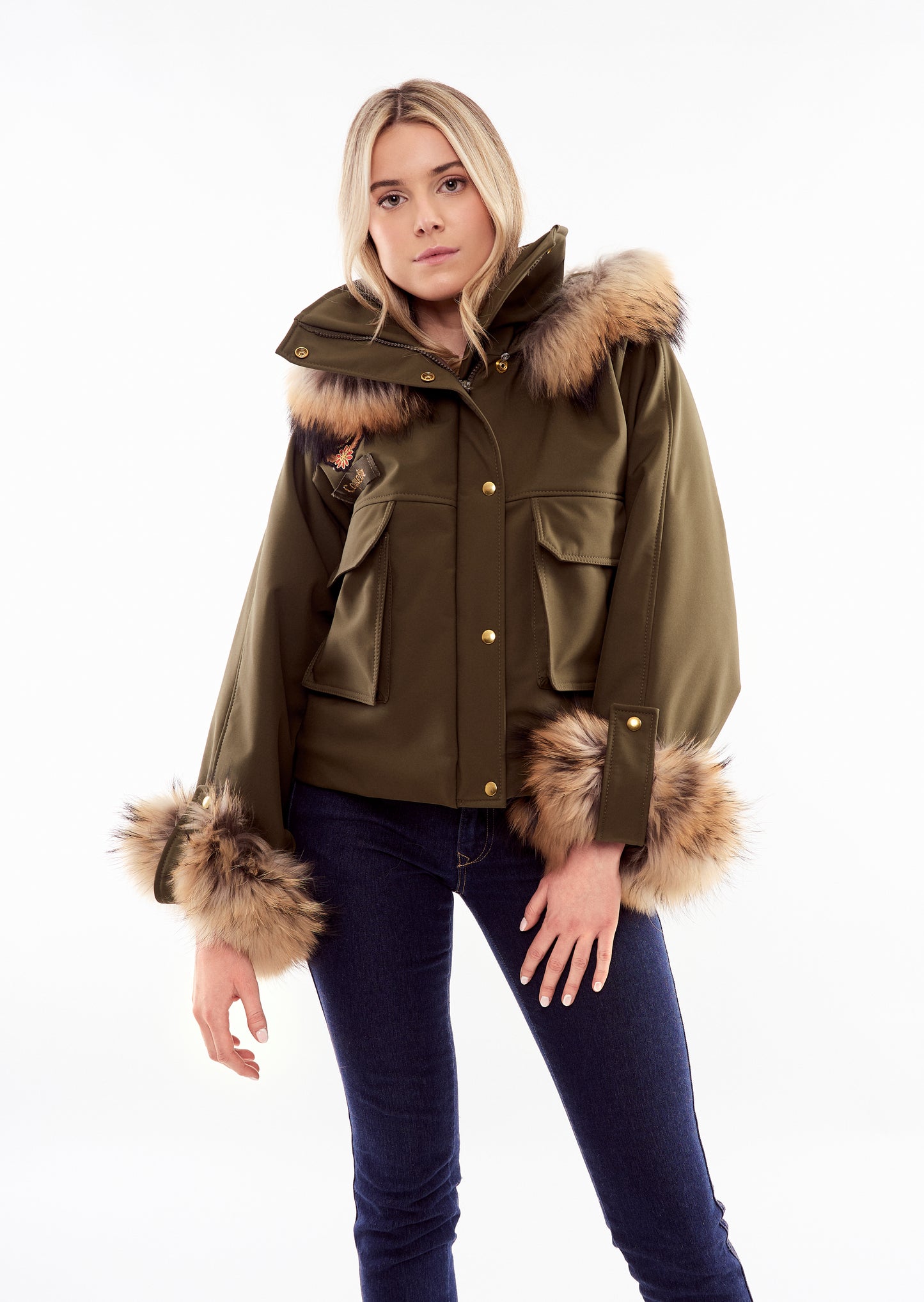 Chaqueta militar verde pelo marmota